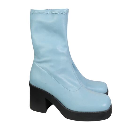 Steve Madden Klayton Light Blue Faux Leather Platform Boots 9 - Picture 5 of 10